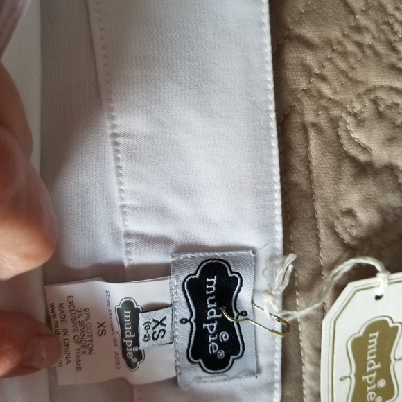 2 PAIR Mud PieNWT Scalloped Shorts White & Navy XS - Picture 4 of 5